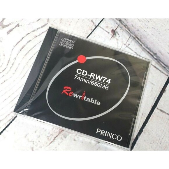 Princo Rewritable CD-RW Disk Sealed 650mb 74Min Disc Media Slim Case - Picture 1 of 3